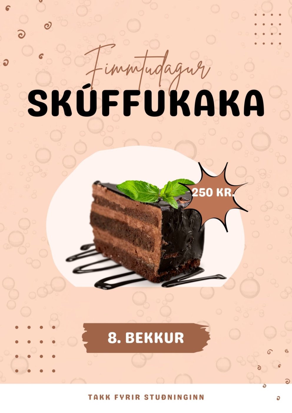 Skúffukökusala fimmtudaginn 11. apríl